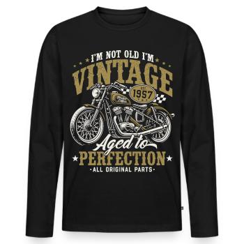 1957 Jahrgang Vintage Motorrad Geburtstag Geschenk - Männer Premium Bio Langarmshirt - Schwarz - Vorne - Nico (187cm)