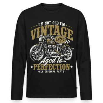 1977 Jahrgang Vintage Motorrad Geburtstag Geschenk - Männer Premium Bio Langarmshirt - Schwarz - Vorne - Nico (187cm)