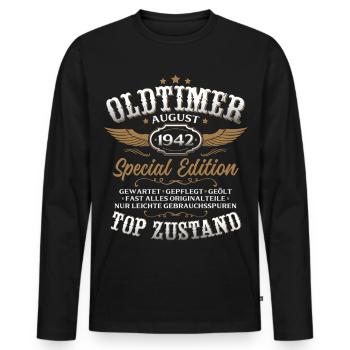 74. Geburtstag Geschenk Mann Oldtimer August 1942 - Männer Premium Bio Langarmshirt - Schwarz - Vorne - Nico (187cm)