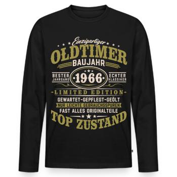 Oldtimer Baujahr 1966 Jahrgang Geburtstag Geschenk - Männer Premium Bio Langarmshirt - Schwarz - Vorne - Nico (187cm)