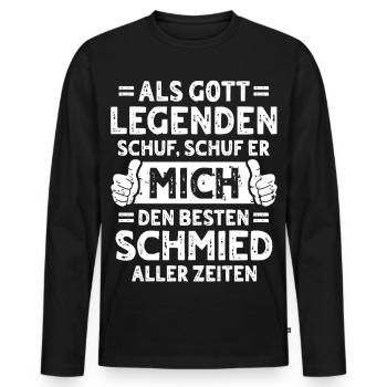 Schmied - Männer Premium Bio Langarmshirt - Schwarz - Vorne - Nico (187cm)
