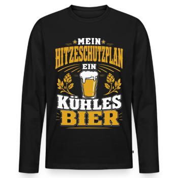 Mein Hitzeschutzplan Ein Kühles Bier - Männer Premium Bio Langarmshirt - Schwarz - Vorne - Nico (187cm)