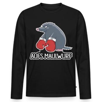 Aufs Maulwurf – Lustiges Cartoon Shirt - Männer Premium Bio Langarmshirt - Schwarz - Vorne - Nico (187cm)