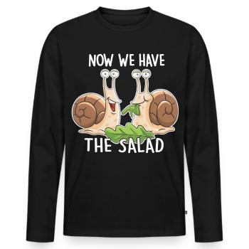 Now we have the salad – Funny snails - Men's Premium Organic Long Sleeve Shirt - black - Front - Nico (187cm)