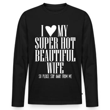 J’adore quand ma femme dit des designs drôles de mari - T-shirt manches longues Premium bio Homme - noir - Devant - Nico (187cm)