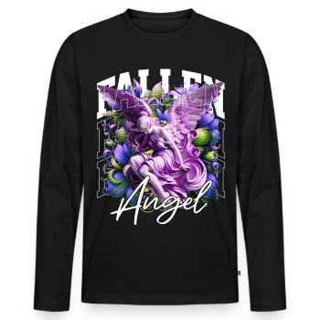 Fallen Angel: Purple Floral Statue - Men's Premium Organic Long Sleeve Shirt - black - Front - Nico (187cm)