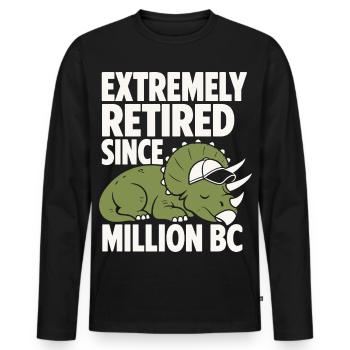 Humour de Tricératops extrêmement à la retraite - T-shirt manches longues Premium bio Homme - noir - Devant - Nico (187cm)