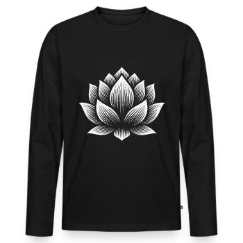 Lotus Silhouette Druck - Männer Premium Bio Langarmshirt - Schwarz - Vorne - Nico (187cm)