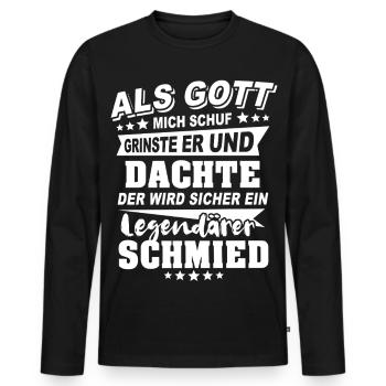Schmied - Männer Premium Bio Langarmshirt - Schwarz - Vorne - Nico (187cm)