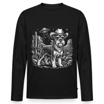 Cowboy-Schnauzer-UFO-Alien-Hunde-Humor - Männer Premium Bio Langarmshirt - Schwarz - Vorne - Nico (187cm)