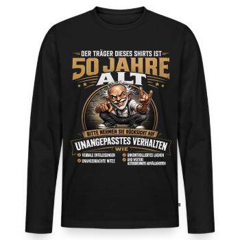 Lustiges 50. Geburtstag Funshirt Opa – Humor Shirt - Männer Premium Bio Langarmshirt - Schwarz - Vorne - Nico (187cm)