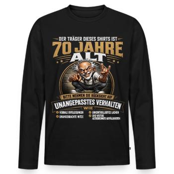 Lustiges 70 Geburtstag Funshirt Opa Geschenk Humor - Männer Premium Bio Langarmshirt - Schwarz - Vorne - Nico (187cm)