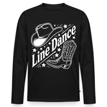 Line Dance Cowboy Motiv Hut Boots - Männer Premium Bio Langarmshirt - Schwarz - Vorne - Nico (187cm)