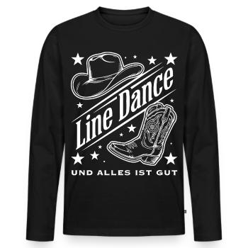 Line Dance Cowboy Spirit - Männer Premium Bio Langarmshirt - Schwarz - Vorne - Nico (187cm)