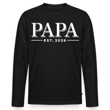 Papa Est. 2026 | Vater | Vatertag Geschenk - Männer Premium Bio Langarmshirt - Schwarz - Vorne - Nico (187cm)