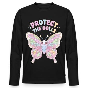 Protect The Dolls Schmetterling - Männer Premium Bio Langarmshirt - Schwarz - Vorne - Nico (187cm)
