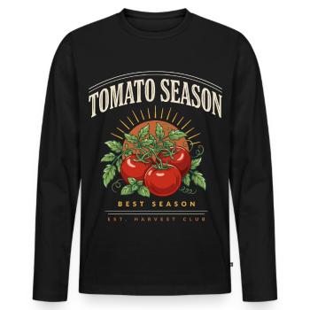 Tomato Season Harvest Club - Männer Premium Bio Langarmshirt - Schwarz - Vorne - Nico (187cm)