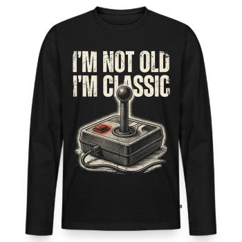 Nicht alt, einfach klassische Arcade - Männer Premium Bio Langarmshirt - Schwarz - Vorne - Nico (187cm)