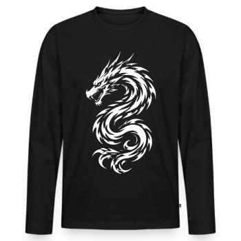 Style de tatouage tribal Dragon - T-shirt manches longues Premium bio Homme - noir - Devant - Nico (187cm)