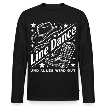 Line Dance Cowboyhut Stiefel Grafik - Männer Premium Bio Langarmshirt - Schwarz - Vorne - Nico (187cm)