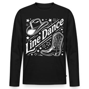 Line Dance Western Grafik - Männer Premium Bio Langarmshirt - Schwarz - Vorne - Nico (187cm)