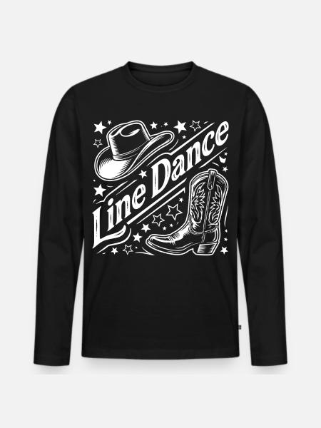 Line Dance Western Graphic - Men's Premium Organic Long Sleeve Shirt - black