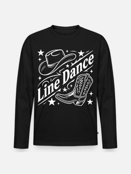 Line Dance Cowboy Flair - Men's Premium Organic Long Sleeve Shirt - black
