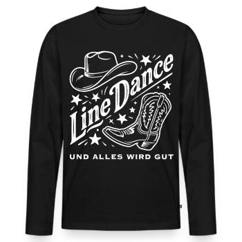 Line Dance Cowboy Flair - Männer Premium Bio Langarmshirt - Schwarz - Vorne - Nico (187cm)