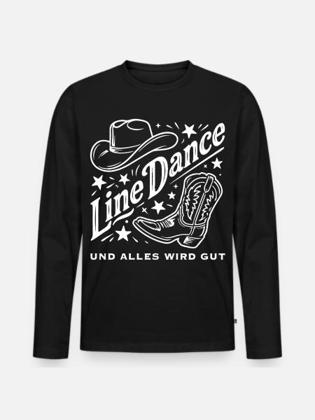 Line Dance Cowboy Flair - Männer Premium Bio Langarmshirt - Schwarz