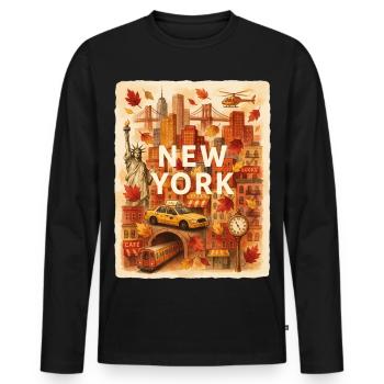Herbst-Sketch aus New York City - Männer Premium Bio Langarmshirt - Schwarz - Vorne - Nico (187cm)
