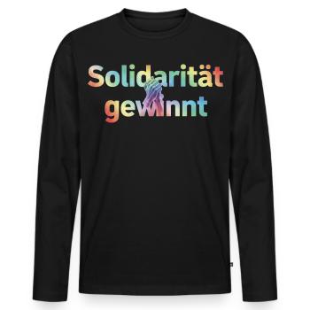 Solidarität gewinnt Statement Pride Fans LGBTQ - Männer Premium Bio Langarmshirt - Schwarz - Vorne - Nico (187cm)