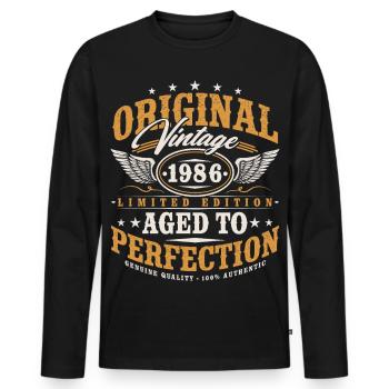 Original 1986 Jahrgang Vintage Geburtstag Geschenk - Männer Premium Bio Langarmshirt - Schwarz - Vorne - Nico (187cm)