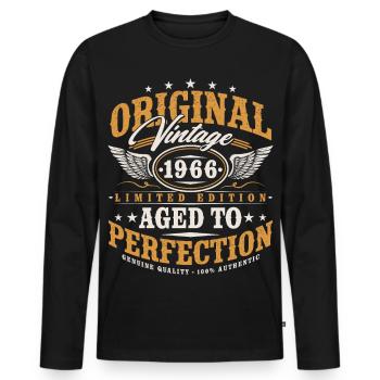 Original 1966 Jahrgang Vintage Geburtstag Geschenk - Männer Premium Bio Langarmshirt - Schwarz - Vorne - Nico (187cm)