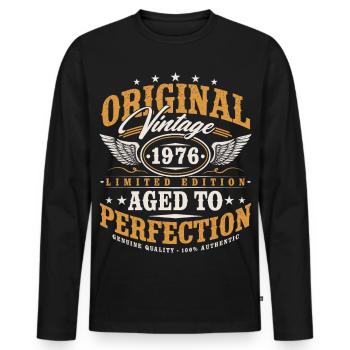 Original 1976 Jahrgang Vintage Geburtstag Geschenk - Männer Premium Bio Langarmshirt - Schwarz - Vorne - Nico (187cm)
