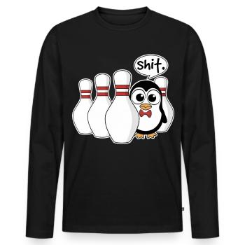 Pinguin im Kegel – Shit Moment Shirt - Männer Premium Bio Langarmshirt - Schwarz - Vorne - Nico (187cm)