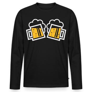 2 Bayrische Bierkrüge Prosten (Bier / NEG 2C) - Männer Premium Bio Langarmshirt - Schwarz - Vorne - Nico (187cm)