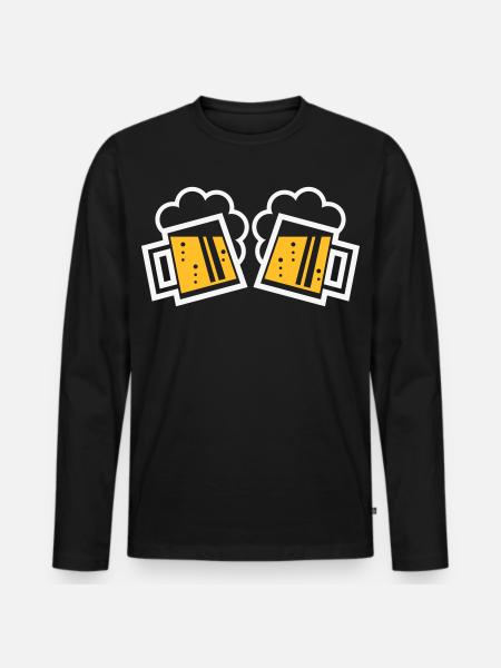 2 Bayrische Bierkrüge Prosten (Bier / NEG 2C) - Männer Premium Bio Langarmshirt - Schwarz