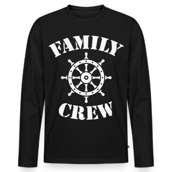 Family Crew (Steering Wheel / Ship Crew / White) - Men's Premium Organic Long Sleeve Shirt - black - Front - Nico (187cm)