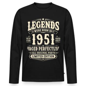 75. Geburtstag Geschenk Mann 1951 Vintage Retro - Männer Premium Bio Langarmshirt - Schwarz - Vorne - Nico (187cm)