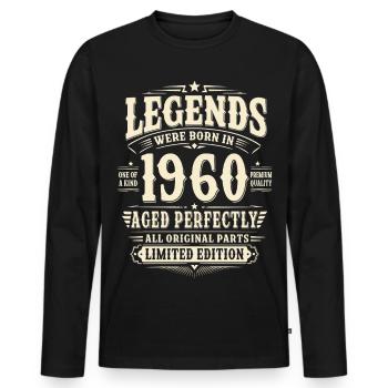 66. Geburtstag Geschenk Mann 1960 Vintage Retro - Männer Premium Bio Langarmshirt - Schwarz - Vorne - Nico (187cm)