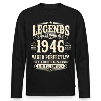 80. Geburtstag Geschenk Mann 1946 Vintage Retro - Männer Premium Bio Langarmshirt - Schwarz - Vorne - Nico (187cm)