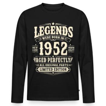 74. Geburtstag Geschenk Mann 1952 Vintage Retro - Männer Premium Bio Langarmshirt - Schwarz - Vorne - Nico (187cm)