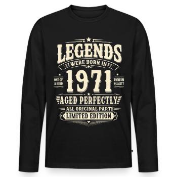 55. Geburtstag Geschenk Mann 1971 Vintage Retro - Männer Premium Bio Langarmshirt - Schwarz - Vorne - Nico (187cm)