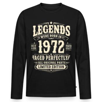 54. Geburtstag Geschenk Mann 1972 Vintage Retro - Männer Premium Bio Langarmshirt - Schwarz - Vorne - Nico (187cm)