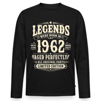 64. Geburtstag Geschenk Mann 1962 Vintage Retro - Männer Premium Bio Langarmshirt - Schwarz - Vorne - Nico (187cm)