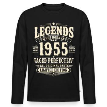 71. Geburtstag Geschenk Mann 1955 Vintage Retro - Männer Premium Bio Langarmshirt - Schwarz - Vorne - Nico (187cm)