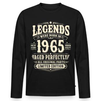 61. Geburtstag Geschenk Mann 1965 Vintage Retro - Männer Premium Bio Langarmshirt - Schwarz - Vorne - Nico (187cm)