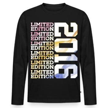 LIMITED EDITION 2016 - 10 JAHRE - 10. GEBURTSTAG - Männer Premium Bio Langarmshirt - Schwarz - Vorne - Nico (187cm)