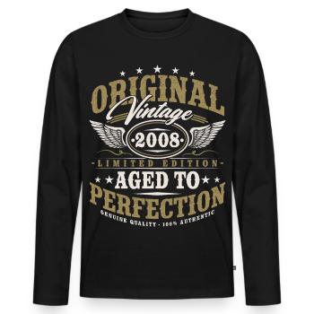 2008 Vintage Vintage Birthday Gift Retro - Men's Premium Organic Long Sleeve Shirt - black - Front - Nico (187cm)