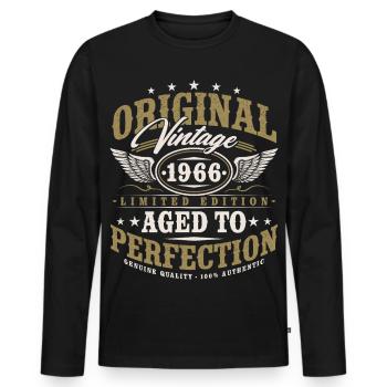 Original 1966 Jahrgang Vintage Geburtstag Geschenk - Männer Premium Bio Langarmshirt - Schwarz - Vorne - Nico (187cm)